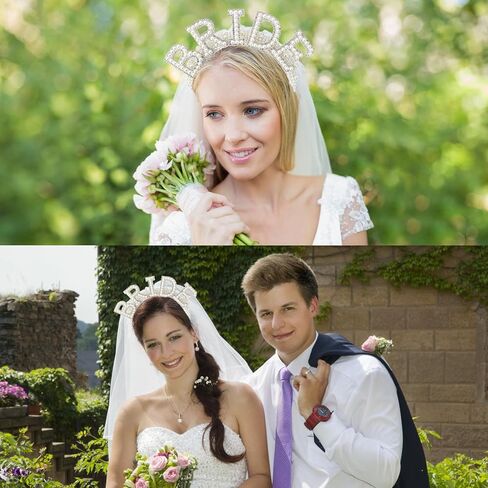 شريط راس مزين باللؤلؤ للعروس من يويماس لتزيين حفلات توديع العزوبية، شريط راس للعروس، شريط راس ابيض لحفلات توديع العزوبية مع طرحة زفاف لهدايا حفلات الزفاف ووصيفة العروس وحفلات توديع العزوبية in Kuwait