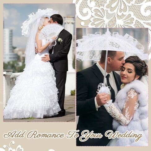 Jecery 18th Century Costume Accessories for women Gothic Victorian Set Lace Parasol Umbrella Tea Party Hats White Gloves Halloween Medieval Colonial Bride Flower Girls Photo Props in Saudi Arabia