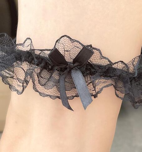Lace Wedding Garters with Bow Bridal Garter Stretchy Garter for Bride Party Prom Leg Garter Belt in Saudi Arabia
