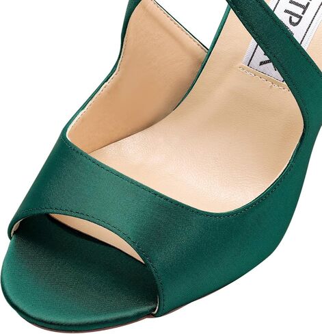 ELEGANTPARK Peep Toe Strappy Heels for Women Satin Wedding Dress Sandals | Adjustable Cross Strap, 3.5 Inch High Heel Peep Toe Shoes for Bride, Wedding Guests, Bridesmaid, Formal, Prom, Evening Party in Saudi Arabia