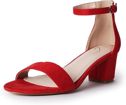 J. Adams Daisy Heeled Sandals - Ankle Strap Low Block, Open Toe Dress Pumps, Chunky Heels - Dressy Shoes for Women - Bridal, Wedding, Summer Sandals in Saudi Arabia
