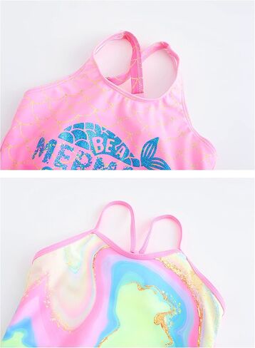 Mecamelon Girls 2 Pack One Piece Bathing Suit Unicorn Mermaid Printed Beach Swimwear in Kuwait