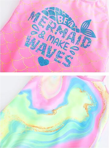 Mecamelon Girls 2 Pack One Piece Bathing Suit Unicorn Mermaid Printed Beach Swimwear in Kuwait
