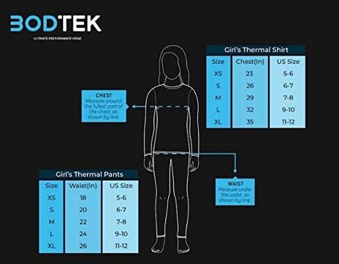 مجموعة ملابس داخلية حرارية طويلة للفتيات من Bodtek للأطفال مبطنة بالصوف لملابس النوم الطويلة أو السراويل الضيقة والقميص in Kuwait