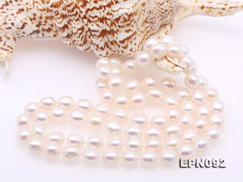 عقد JYX Pearl طويل مزين بتنورة من قماش باروك الأبيض الطبيعي 9-10 مم مزين باللؤلؤ الطبيعي 18-60 بوصة in Saudi Arabia