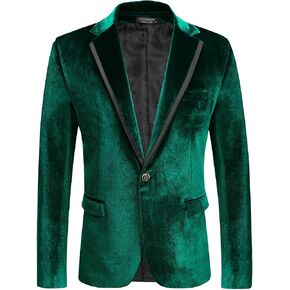 COOFANDY Men's Velvet Blazer Slim Fit Solid One Button Blazer Jacket Tuxedo for Prom Wedding Party Dinner in Kuwait