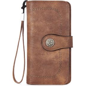 BOSTANTEN Leather Wallet for Women RFID Blocking Zip Around Credit Cards Holder Phone Clutch