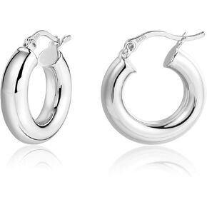 BOUTIQUELOVIN 14K مطلية بالذهب هوب أقراط للنساء هيبوالرجينيك سميكة مكتنزة هوب أقراط خفيفة الوزن تصميم أنبوب in Saudi Arabia