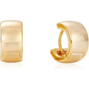 Kenivira Pearl Hoop Earrings for Women | 18K Gold Huggie Earrings | Lightweight Chunky Hoops for Girls