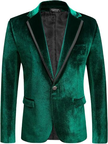 COOFANDY Men's Velvet Blazer Slim Fit Solid One Button Blazer Jacket Tuxedo for Prom Wedding Party Dinner in Kuwait