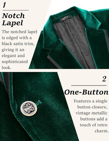 COOFANDY Men's Velvet Blazer Slim Fit Solid One Button Blazer Jacket Tuxedo for Prom Wedding Party Dinner in Kuwait