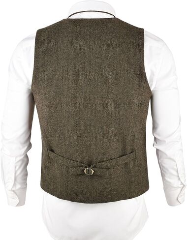 VOBOOM Men's Slim Fit Herringbone Tweed Suits Vest Premium Wool Blend Waistcoat in Saudi Arabia