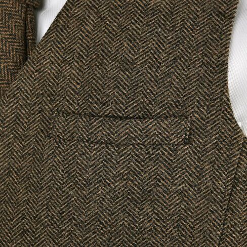 VOBOOM Men's Slim Fit Herringbone Tweed Suits Vest Premium Wool Blend Waistcoat in Saudi Arabia