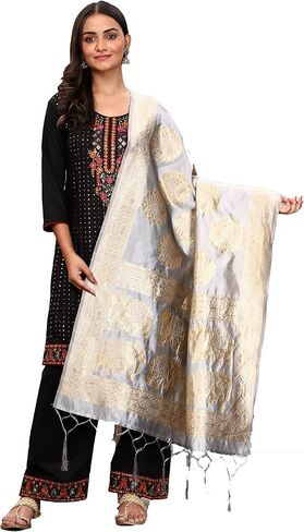Fabcartz Woman's Woven Banarasi silk Dupatta Scarf Shawl Wrap in Saudi Arabia