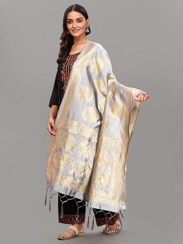 Fabcartz Woman's Woven Banarasi silk Dupatta Scarf Shawl Wrap in Saudi Arabia