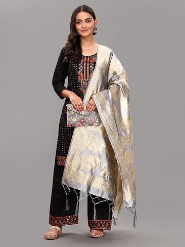Fabcartz Woman's Woven Banarasi silk Dupatta Scarf Shawl Wrap in Saudi Arabia