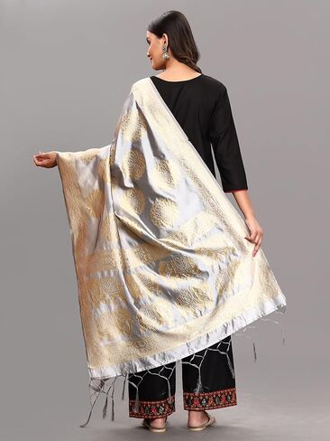 Fabcartz Woman's Woven Banarasi silk Dupatta Scarf Shawl Wrap in Saudi Arabia