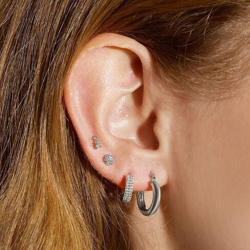 BOUTIQUELOVIN 14K مطلية بالذهب هوب أقراط للنساء هيبوالرجينيك سميكة مكتنزة هوب أقراط خفيفة الوزن تصميم أنبوب in Saudi Arabia