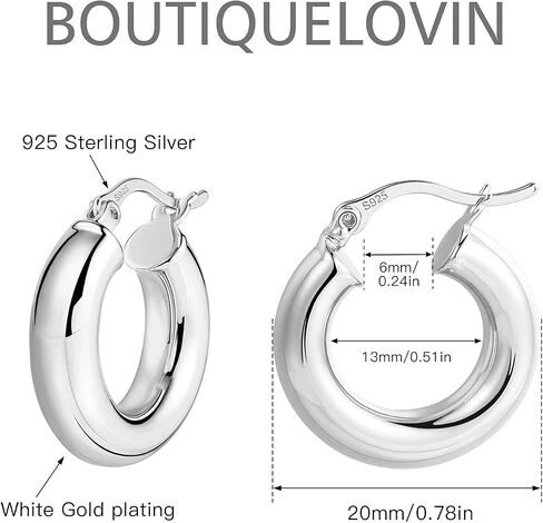 BOUTIQUELOVIN 14K مطلية بالذهب هوب أقراط للنساء هيبوالرجينيك سميكة مكتنزة هوب أقراط خفيفة الوزن تصميم أنبوب in Saudi Arabia