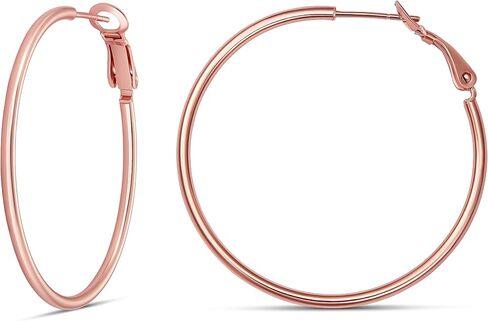 Amazon Collection Sterling Silver or Gold plated Lightweight Paddle Back Hoop Earrings in Kuwait