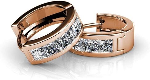 Cate & Chloe Giselle 18k White Gold Plated Crystal Hoop Earrings with Crystals, Beautiful Sparkling Silver Small Hoops Earring Set, Wedding Anniversary Fashion Jewelry - Hypoallergenic in Saudi Arabia