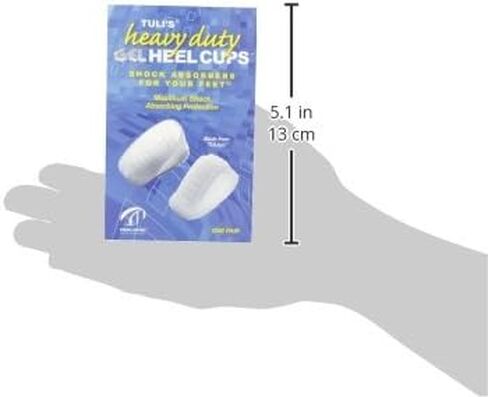 Tuli's Heavy Duty Gel Heel Cups, Cushion Insert for Shock Absorption, Plantar Fasciitis, Sever’s Disease and Heel Pain Relief, Made in USA, Large, 1 Pair. in Saudi Arabia