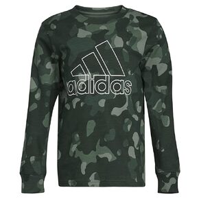 adidas Boys' Long Sleeve Warped Camo Allover Print Tee in Kuwait