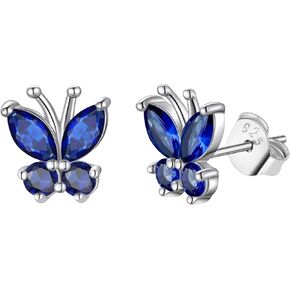 FindChic Sterling Silver Butterfly Clip-on/Stud Earrings for Women 12 Birthstone Color Options Bling Simulated Diamond Hypoallergenic Tiny Cuff Earrings, with Gift Box in Saudi Arabia