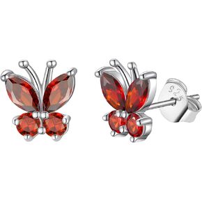 FindChic Sterling Silver Butterfly Clip-on/Stud Earrings for Women 12 Birthstone Color Options Bling Simulated Diamond Hypoallergenic Tiny Cuff Earrings, with Gift Box in Saudi Arabia