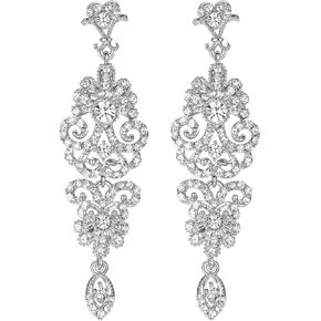 mecresh Gold/Silver Rhinestone Chandelier Wedding Bridal Dangle Earrings