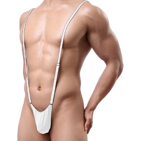 Evankin Mens Sexy Bodysuit Strap Thong V Sling Stretch Jockstrap Adjustable Strap Underwear Mankini