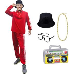80s Costumes for Men,Men's Halloween 80s 90s Hip Hop Costume Outfit,80s Retro Cool Rapper Costume Outfits