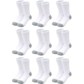 Cooraby 15 Pack Boys' Crew Socks Classics Ribbed Support Athletic Kids Socks