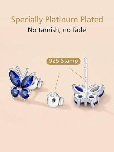 FindChic Sterling Silver Butterfly Clip-on/Stud Earrings for Women 12 Birthstone Color Options Bling Simulated Diamond Hypoallergenic Tiny Cuff Earrings, with Gift Box in Saudi Arabia