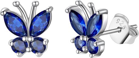 FindChic Sterling Silver Butterfly Clip-on/Stud Earrings for Women 12 Birthstone Color Options Bling Simulated Diamond Hypoallergenic Tiny Cuff Earrings, with Gift Box in Saudi Arabia