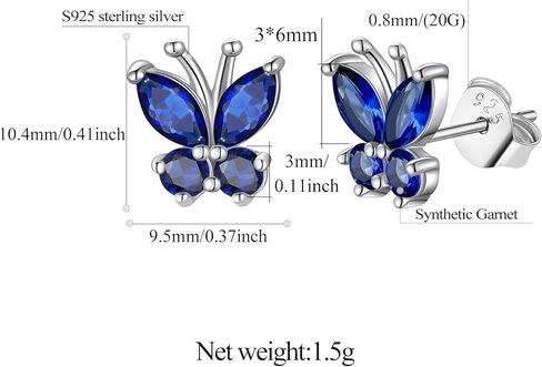 FindChic Sterling Silver Butterfly Clip-on/Stud Earrings for Women 12 Birthstone Color Options Bling Simulated Diamond Hypoallergenic Tiny Cuff Earrings, with Gift Box in Saudi Arabia