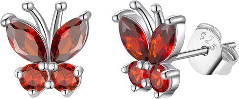 FindChic Sterling Silver Butterfly Clip-on/Stud Earrings for Women 12 Birthstone Color Options Bling Simulated Diamond Hypoallergenic Tiny Cuff Earrings, with Gift Box in Kuwait