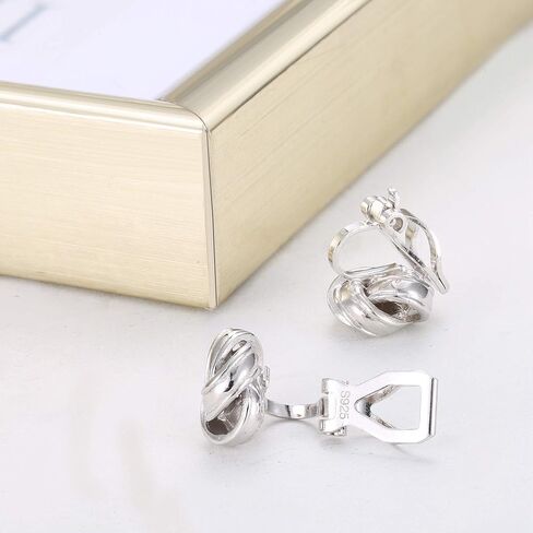 Sllaiss 925 فضة استرلينية مشبك على أقراط للنساء 14k مطلية بالذهب عقدة سلتيك أقراط غير مثقوبة in Saudi Arabia