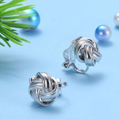 Sllaiss 925 فضة استرلينية مشبك على أقراط للنساء 14k مطلية بالذهب عقدة سلتيك أقراط غير مثقوبة in Saudi Arabia