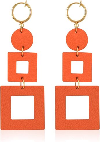 KINIVA مشبك خفيف الوزن على الأقراط للنساء الفتيات، مشبك جلدي على أقراط متدلية متدلية مع مشبك على طوق للأذنين غير المثقوبة، هدايا مجوهرات عصرية للأم in Kuwait