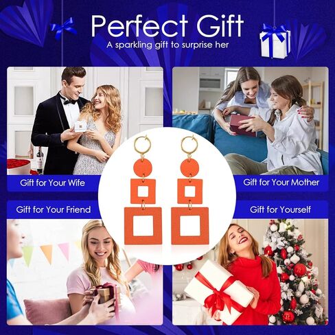 KINIVA مشبك خفيف الوزن على الأقراط للنساء الفتيات، مشبك جلدي على أقراط متدلية متدلية مع مشبك على طوق للأذنين غير المثقوبة، هدايا مجوهرات عصرية للأم in Kuwait