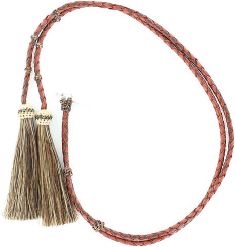 M & F Western Mens Braided Leather Blonde Horsehair Tassels Stampede String Black One Size in Saudi Arabia