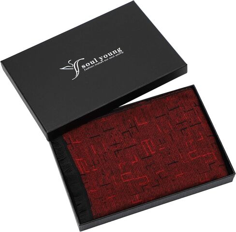 sy soul young Long Cotton Scarf for Men - Warm Fringe Plaid Scarves With Luxurious Gift Box in Saudi Arabia