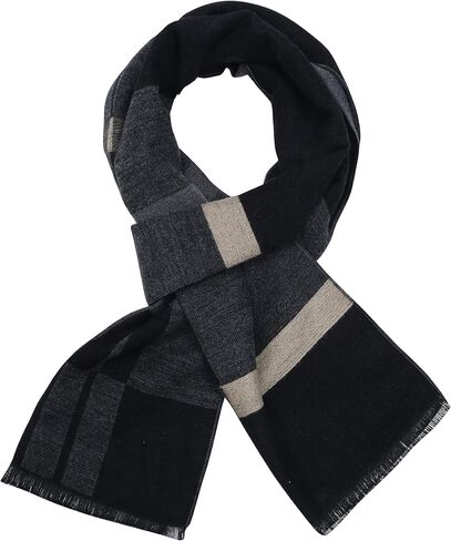 sy soul young Long Cotton Scarf for Men - Warm Fringe Plaid Scarves With Luxurious Gift Box in Kuwait