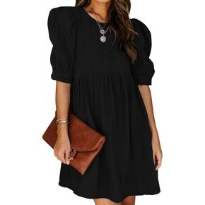 Dokotoo Womens Summer Spring V Neck Ruffle Chiffon Elegant Empire Waist Mini Short Swing Skater Dresses in Saudi Arabia