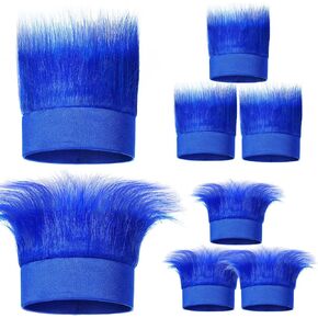 Yinder 8 Pcs Blue Hairy Headband Halloween Troll Hair Headband Crazy Hair Wigs for Men Women Adult Halloween Mardi Gras Sports Party Cosplay Spirit Day Costumes Accessories in Kuwait