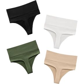 DEANGELMON Seamless High Waisted Thongs Women No Show Thong Underwear Stretch Workout Panties Pack in Saudi Arabia