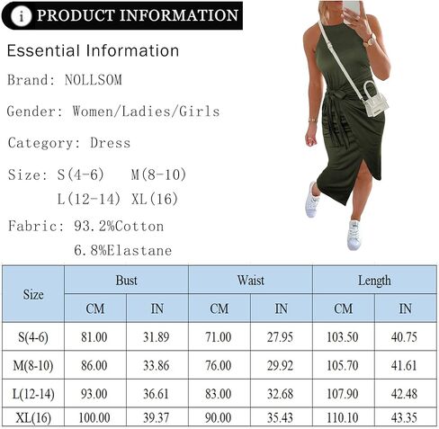 NOLLSOM Women Casual Sleeveless Striped Tank Midi Dresses Halter Neck Ruched Bodycon Dresses Tie Waist T Shirt Summer Dress in Saudi Arabia