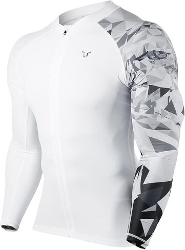 HUGE SPORTS Men's Swim Shirts Long Sleeve Zip Rash Guard UPF 50+ Sun Protective Quick Drying in Kuwait