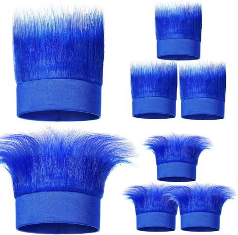 Yinder 8 Pcs Blue Hairy Headband Halloween Troll Hair Headband Crazy Hair Wigs for Men Women Adult Halloween Mardi Gras Sports Party Cosplay Spirit Day Costumes Accessories in Kuwait